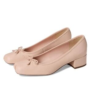 Sam Edelman Rosa Leather Square Toe Block Heel Ballet Pumps in  Buff Pink 9.5